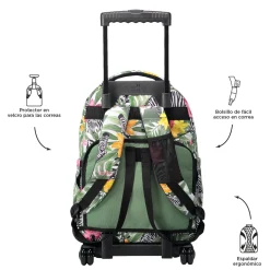 TOTTO Material Escolar*- Mochila escolar con ruedas tropical cebras Renglones