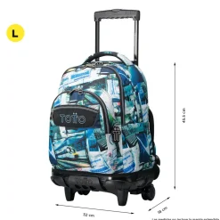 TOTTO Material Escolar*- Mochila escolar con ruedas postales y casetes Renglones