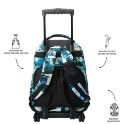 TOTTO Material Escolar*- Mochila escolar con ruedas postales y casetes Renglones