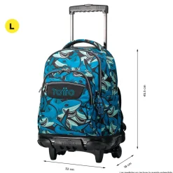 TOTTO Material Escolar*- Mochila escolar con ruedas tiburones Renglones