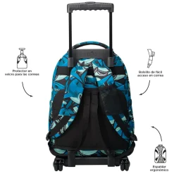 TOTTO Material Escolar*- Mochila escolar con ruedas tiburones Renglones