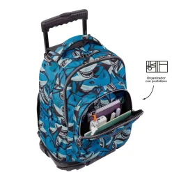 TOTTO Material Escolar*- Mochila escolar con ruedas tiburones Renglones