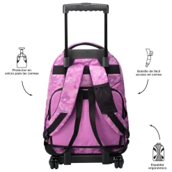 TOTTO Material Escolar*- Mochila escolar con ruedas camuflaje rosa Renglones