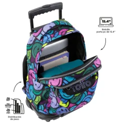 TOTTO Material Escolar*- Mochila escolar con ruedas emojis Renglones