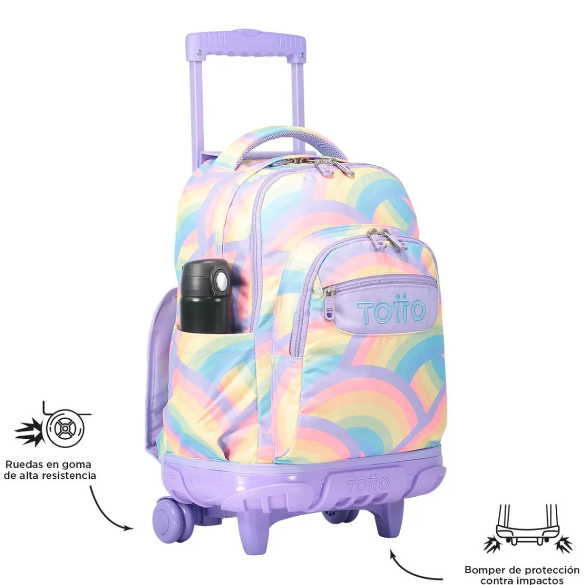 TOTTO Material Escolar*- Mochila escolar con ruedas arcoíris Renglones