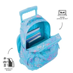 TOTTO Material Escolar*- Mochila escolar con ruedas corazones pintados Renglones