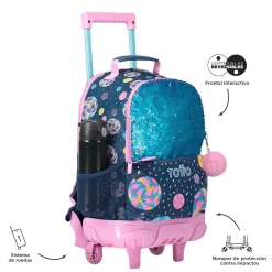 TOTTO Material Escolar*- Mochila escolar con ruedas mediana Sweet Candy