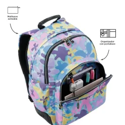 TOTTO Material Escolar*- Mochila escolar flores hawaianas Crayoles