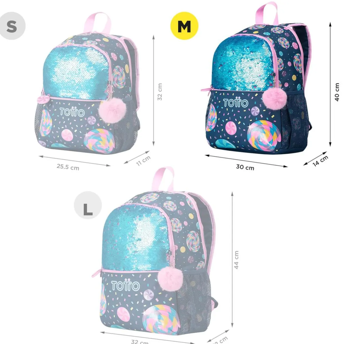 TOTTO Material Escolar*- Mochila escolar mediana Sweet Candy