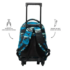TOTTO Material Escolar*- Mochila escolar pequeña ruedas tiburones Resma