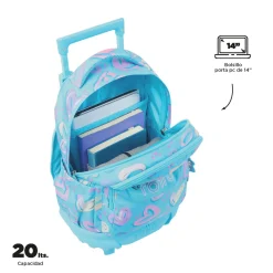 TOTTO Material Escolar*- Mochila escolar pequeña ruedas corazones pintados Resma