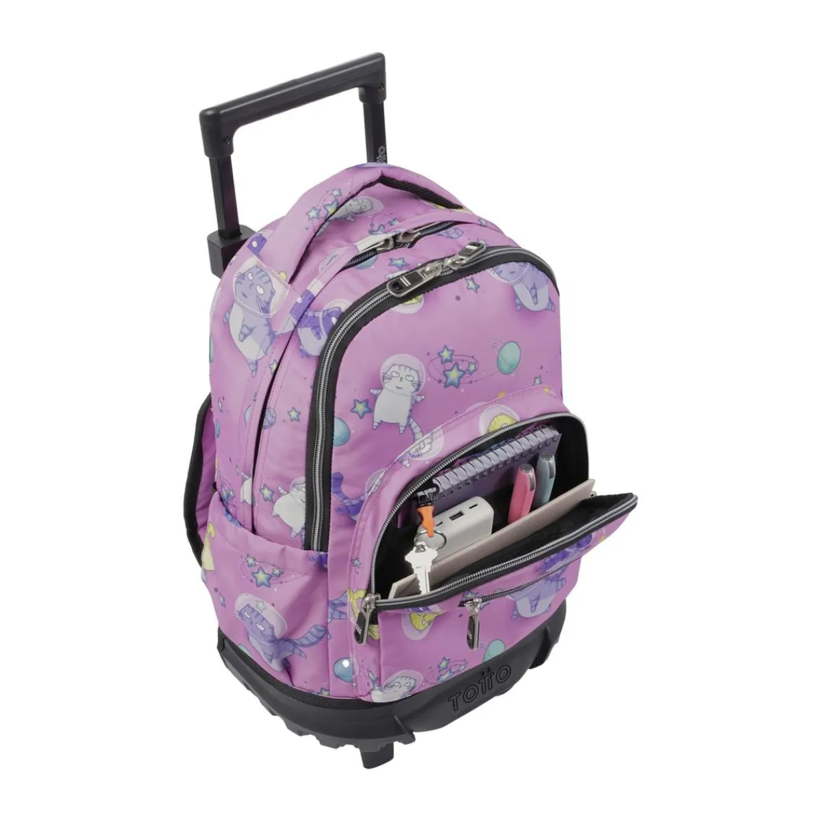 TOTTO Material Escolar*- Mochila escolar pequeña ruedas gatos astronautas Resma