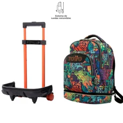 TOTTO Material Escolar*- Mochila escolar ruedas desmontable graffiti Tiza
