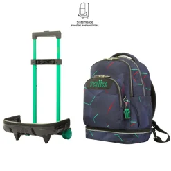 TOTTO Material Escolar*- Mochila escolar ruedas desmontable fractal Tiza