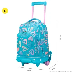 TOTTO Material Escolar*- Mochila escolar ruedas desmontable corazones pintados Tiza