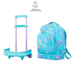 TOTTO Material Escolar*- Mochila escolar ruedas desmontable corazones pintados Tiza