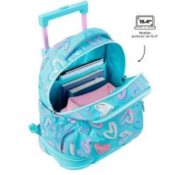 TOTTO Material Escolar*- Mochila escolar ruedas desmontable corazones pintados Tiza