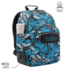TOTTO Material Escolar*- Mochila escolar tiburones Crayoles