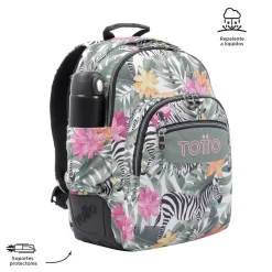 TOTTO Material Escolar*- Mochila escolar tropical cebras Crayoles