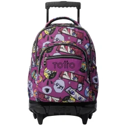 TOTTO Material Escolar*- Mochila Renglones con ruedas Kitsune