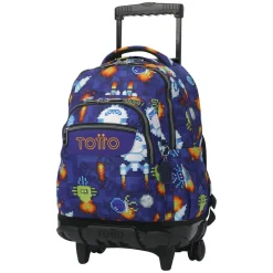 TOTTO Material Escolar*- Mochila Renglones con ruedas Space Blue