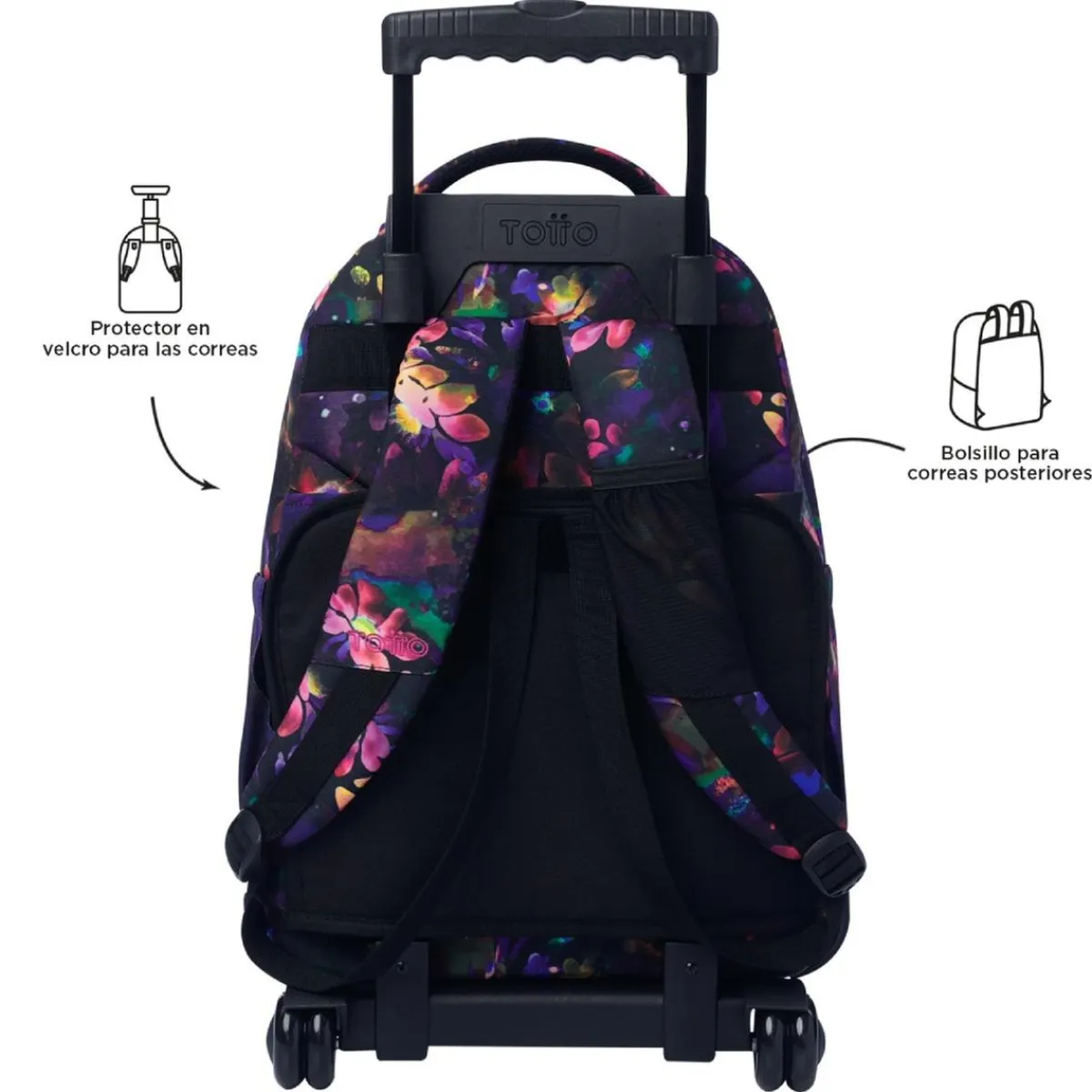 TOTTO Material Escolar*- Mochila Renglones con ruedas - Flower Galaxy