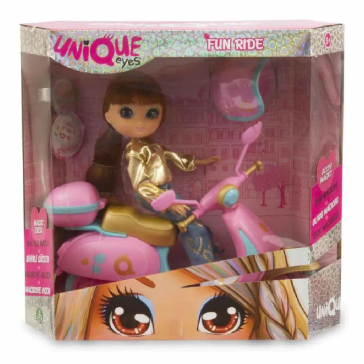 FAMOSA Muñecas*Unique Eyes - Muñeca y Scooter (varios modelos)