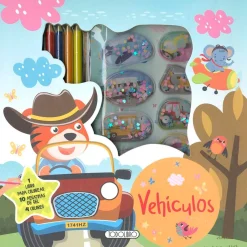 TODO LIBRO Juguetes Educativos Y Libros*Vehículos - 10 Pegatinas de gel + 4 colores